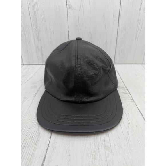Black Leather Lambskin Baseball Cap Hat Union Hatters Made in USA Vtg Unisex - Picture 10 of 12